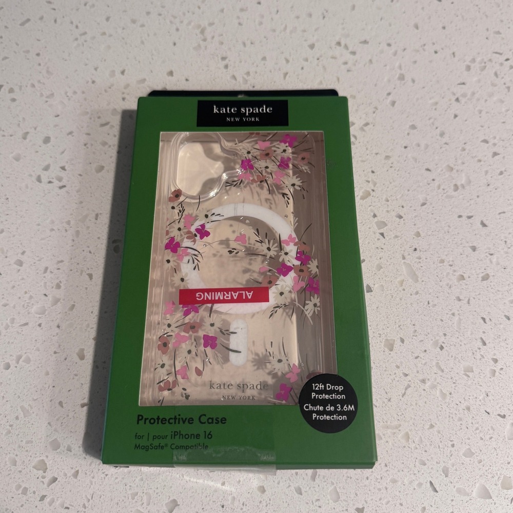 Kate Spade New York iPhone 16 Case MagSafe Floral Protective Clear Pink Flower